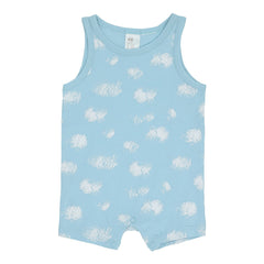Baby Romper - Light Blue with White Pattern