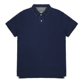 POLO (MEN)- DARK BLUE WITH STRIPES ON COLLAR