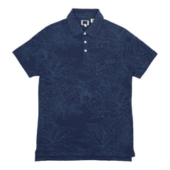 POLO (MEN)- BLUE WITH PALM TREES & FRONT POCKET