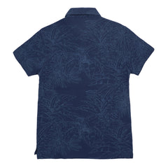 POLO (MEN)- BLUE WITH PALM TREES & FRONT POCKET