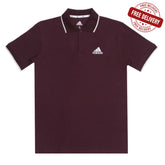 POLO (MEN) - MAROON WITH THIN LIGHT PINK STRIP ON COLLAR