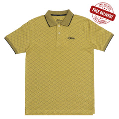 POLO (MEN) - MUSTARD YELLOW WITH THIN BLACK STRIP ON COLLAR