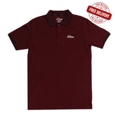 POLO (MEN) - MAROON WITH THIN BLACK STRIP ON COLLAR