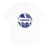 ROUND NECK (MEN) - WHITE WITH BLUE PRINT