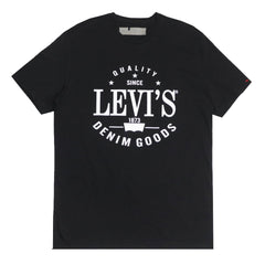 ROUND NECK (MEN) - BLACK WITH WHITE PRINT (DENIM GOODS)