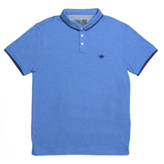 POLO MEN - BLUE WITH BLACK STRIPES ON COLLAR
