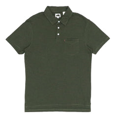 POLO (MEN) FRONT POCKET - GREEN WITH BLACK LINES
