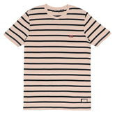 ROUND NECK (MEN) - PEACH COLOUR WITH BLACK LINES