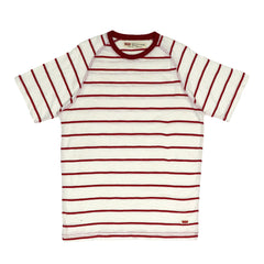 ROUND NECK (MEN) - WHITE WITH RED LINES