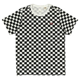 ROUND NECK (MEN) - WHITE COLLAR WITH BLACK & WHITE CHECKS