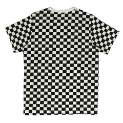 ROUND NECK (MEN) - WHITE COLLAR WITH BLACK & WHITE CHECKS