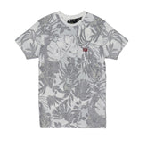 ROUND NECK (MEN) - WHITE WITH GREY PRINT
