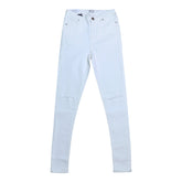 KNEE CUT DENIM JEANS (WOMEN) - WHITE