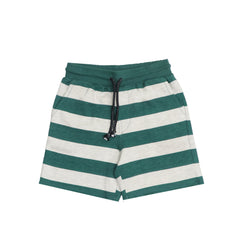 CHILDREN SHORTS (BOYS) - GREEN WITH ASH WHITE STRIPES