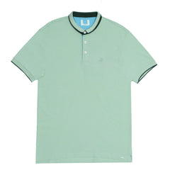 POLO (MEN) - TEA GREEN WITH BLACK COLLAR STRIP