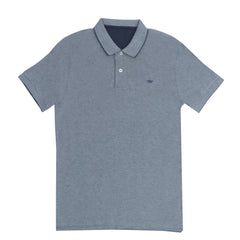 POLO MEN - COOL GREY WITH BLUE COLLAR STRIPS