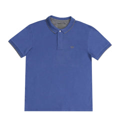 POLO (MEN) - EASTERN BLUE WITH GREY STRIP COLLAR