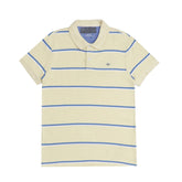 POLO (MEN) - YELLOW WITH THIN WHITE WITH BLUE STRIPS