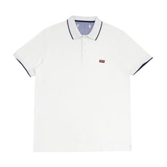POLO (MEN) - WHITE WITH THIN BLUE COLLAR STRIPS