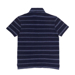 POLO MEN - DARK BLUE WHITE LINES FRONT POCKET
