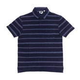 POLO MEN - DARK BLUE WHITE LINES FRONT POCKET