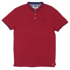 POLO MEN - RED WITH BLUE BAND COLLAR STRIP
