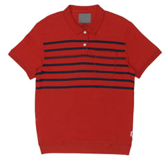 POLO MEN - RED WITH BLUE CHEST STRIPES
