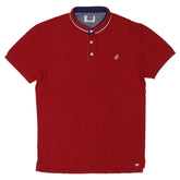 POLO MEN - RED WITH WHITE BAND COLLAR STRIP
