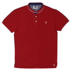 POLO MEN - RED WITH WHITE BAND COLLAR STRIP