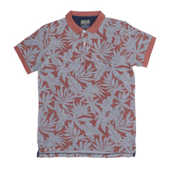 POLO MEN - RUST BROWN GREY LEAF PATTERN