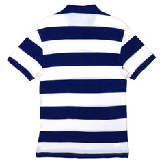 POLO MEN - WHITE AND DEEP BLUE STRIPES