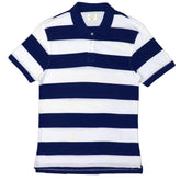 POLO MEN - WHITE AND DEEP BLUE STRIPES