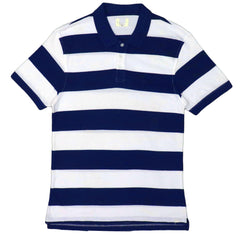 POLO MEN - WHITE AND DEEP BLUE STRIPES