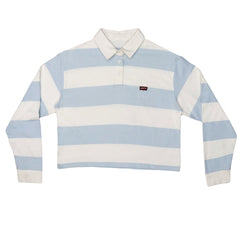 POLO WOMEN - SKYBLUE AND WHITE STRIPS CROPTOP