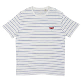 ROUND NECK MEN - WHITE WITH BLUE PIN STRIPS