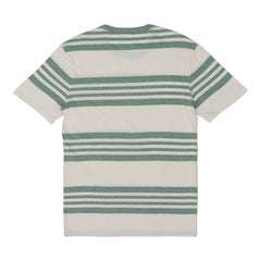 ROUND NECK (MEN) - WHITE WITH GREEN LINES