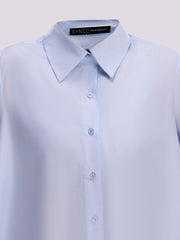 ICE BLUE OVERSIZED ASYMMETRICAL SHIRT