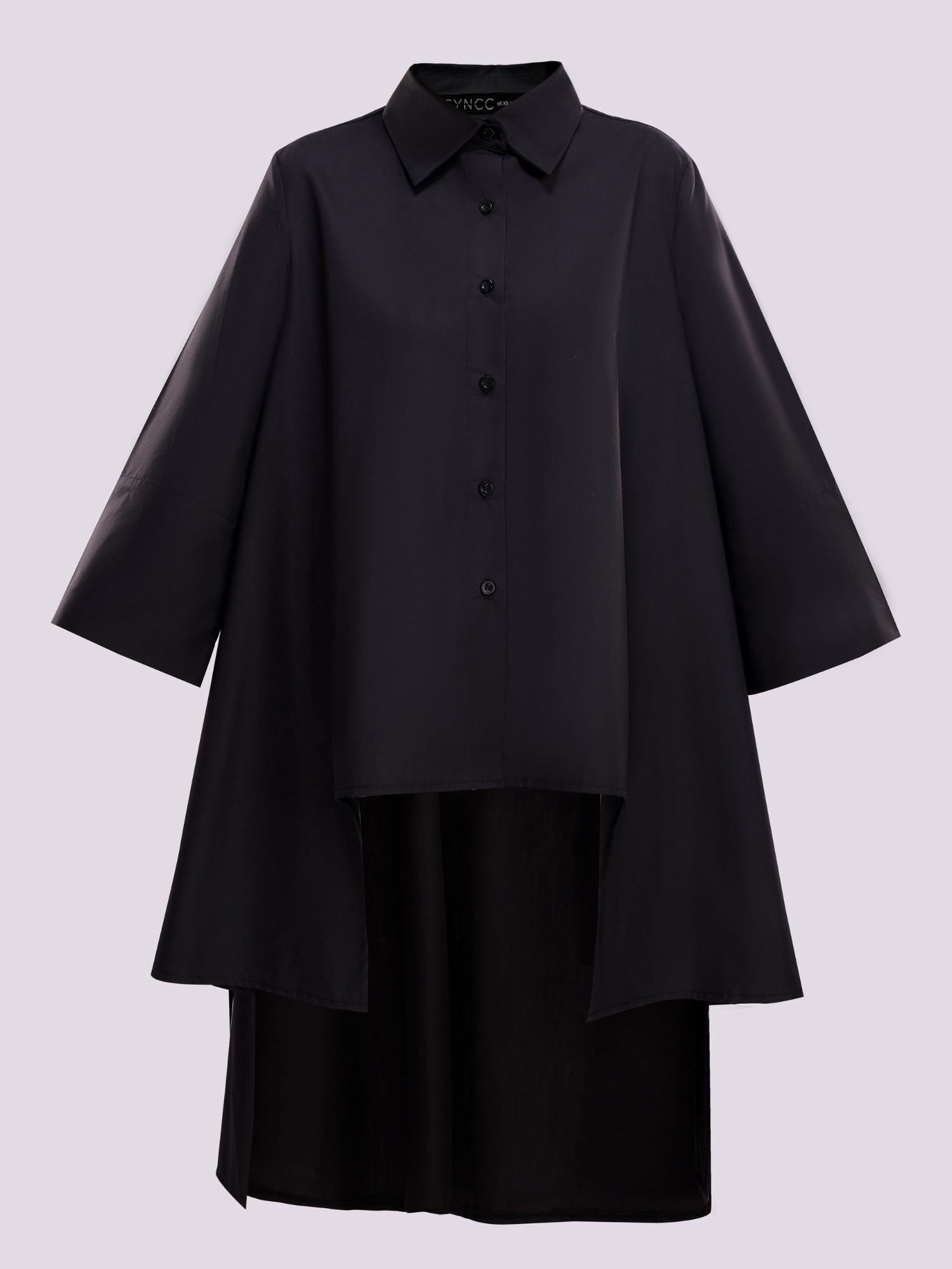 BLACK OVERSIZED ASYMMETRICAL SHIRT