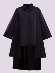 BLACK OVERSIZED ASYMMETRICAL SHIRT