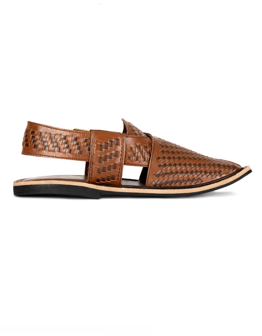 DARK BROWN TEXTURED PESHAWARI SANDALS