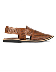 DARK BROWN TEXTURED PESHAWARI SANDALS