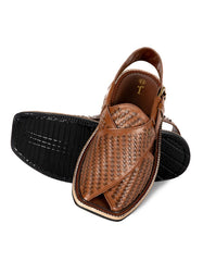 DARK BROWN TEXTURED PESHAWARI SANDALS