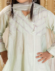 GREEN DOBBY EMBROIDERED 3PC | JGKL-S-JGP-25-1531