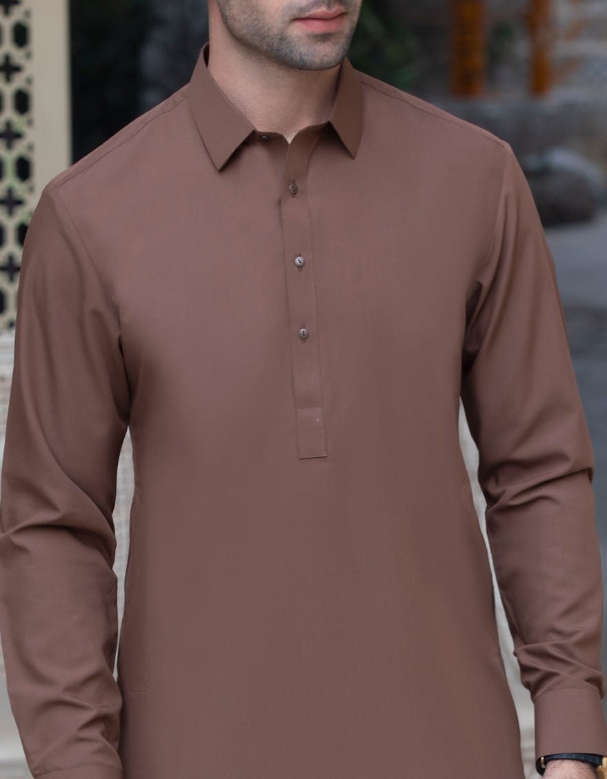BROWN BLENDED UNSTITCHED KAMEEZ SHALWAR FABRIC | JJMS-2025