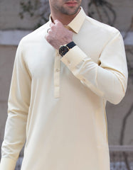 PALE YELLOW BLENDED UNSTITCHED KAMEEZ SHALWAR FABRIC | JJMS-2025
