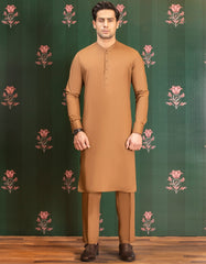 CARAMEL BROWN COTTON  UNSTITCHED KAMEEZ SHALWAR FABRIC | JJMS-2039