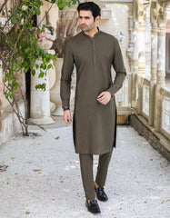BROWN COTTON UNSTITCHED KAMEEZ SHALWAR FABRIC | JJMS-2056