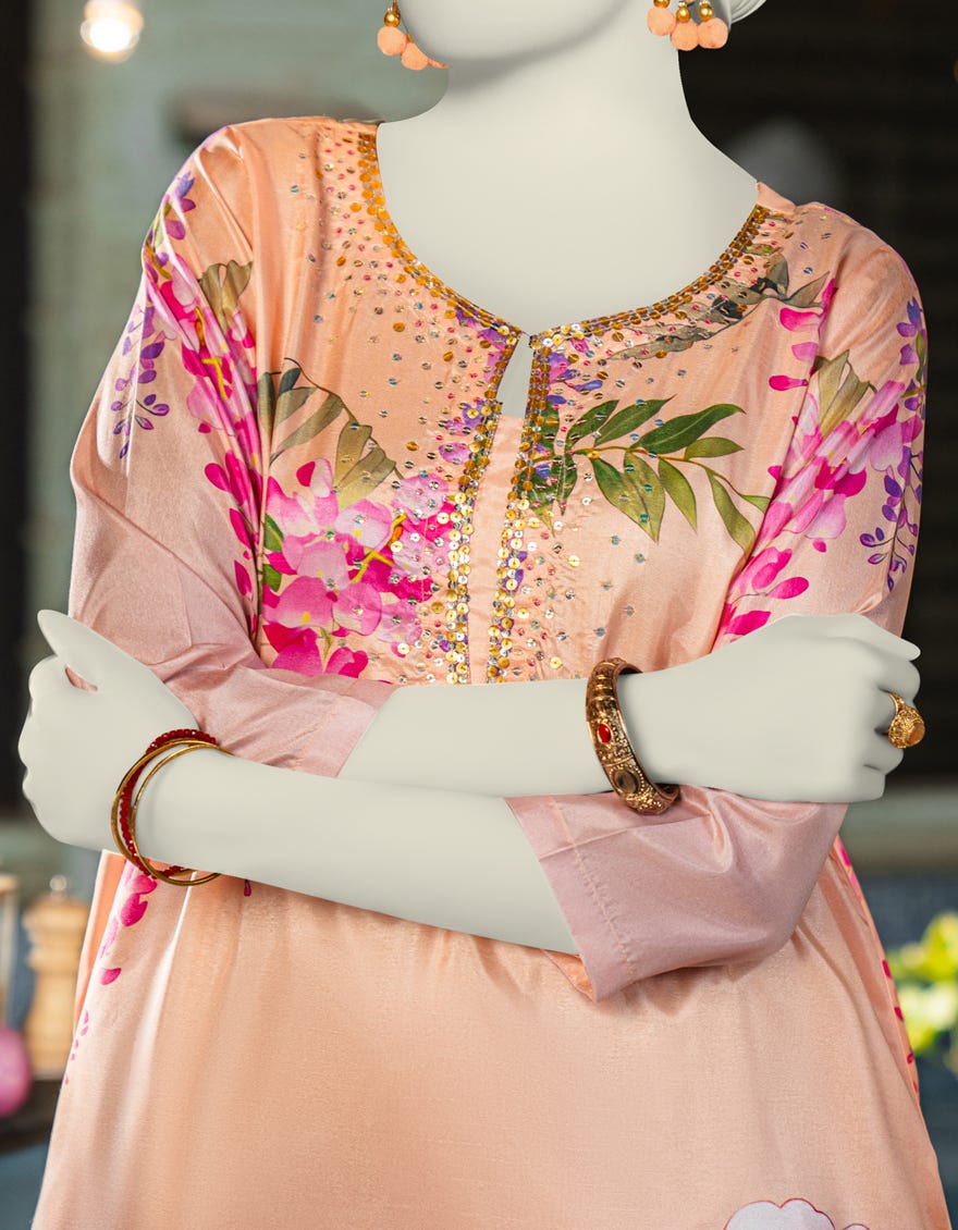 PEACH SILK EMBROIDERED 2PC STITCHED