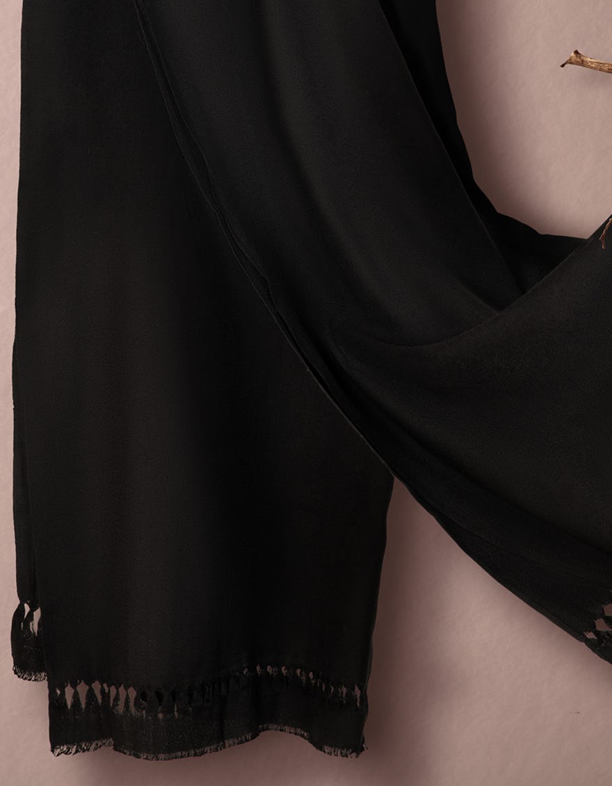 JSH-SHW-21-0027 FB/SOLID DYED SHAWL - BLACK