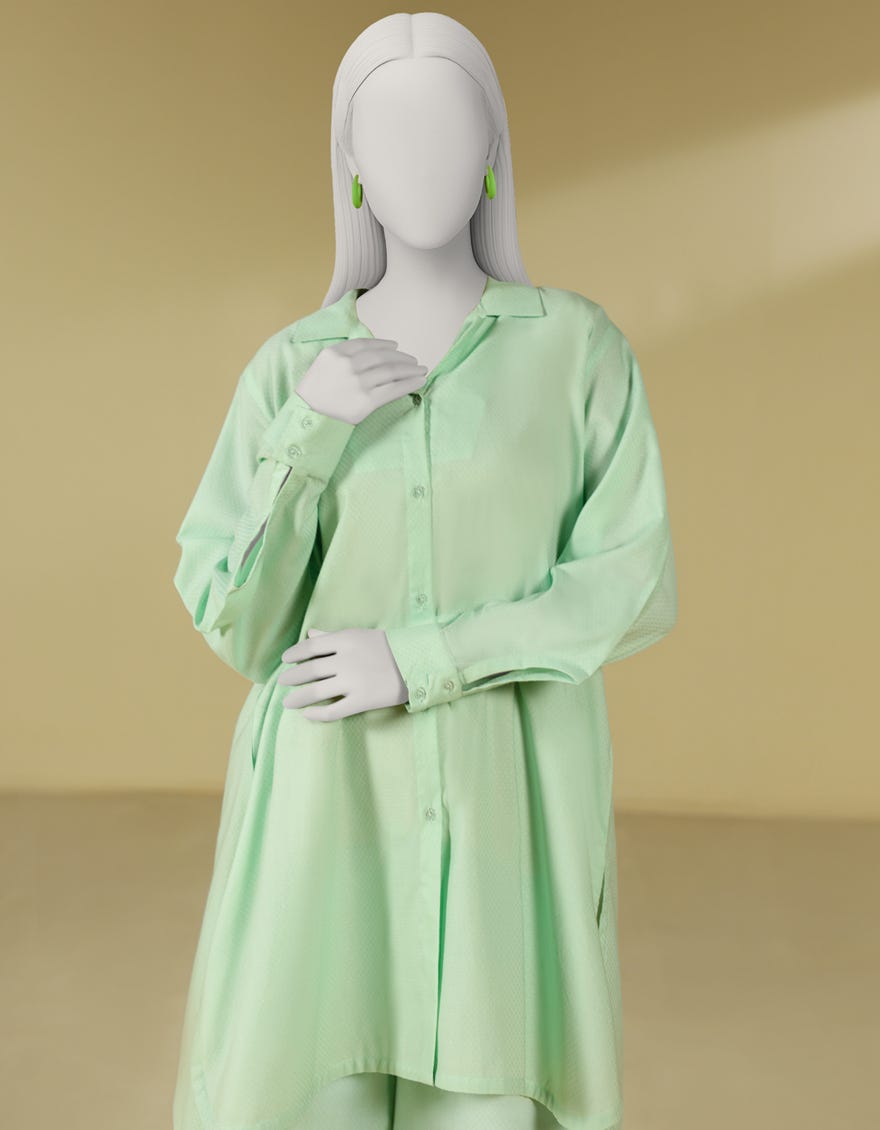 GREEN DOBBY DYED 2PC STITCHED